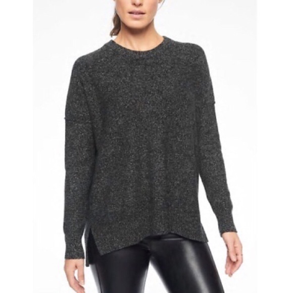 Athleta Wool + Cashmere Crewneck Sweater Size XS, Oversized Baggy Black capsule - Picture 1 of 11